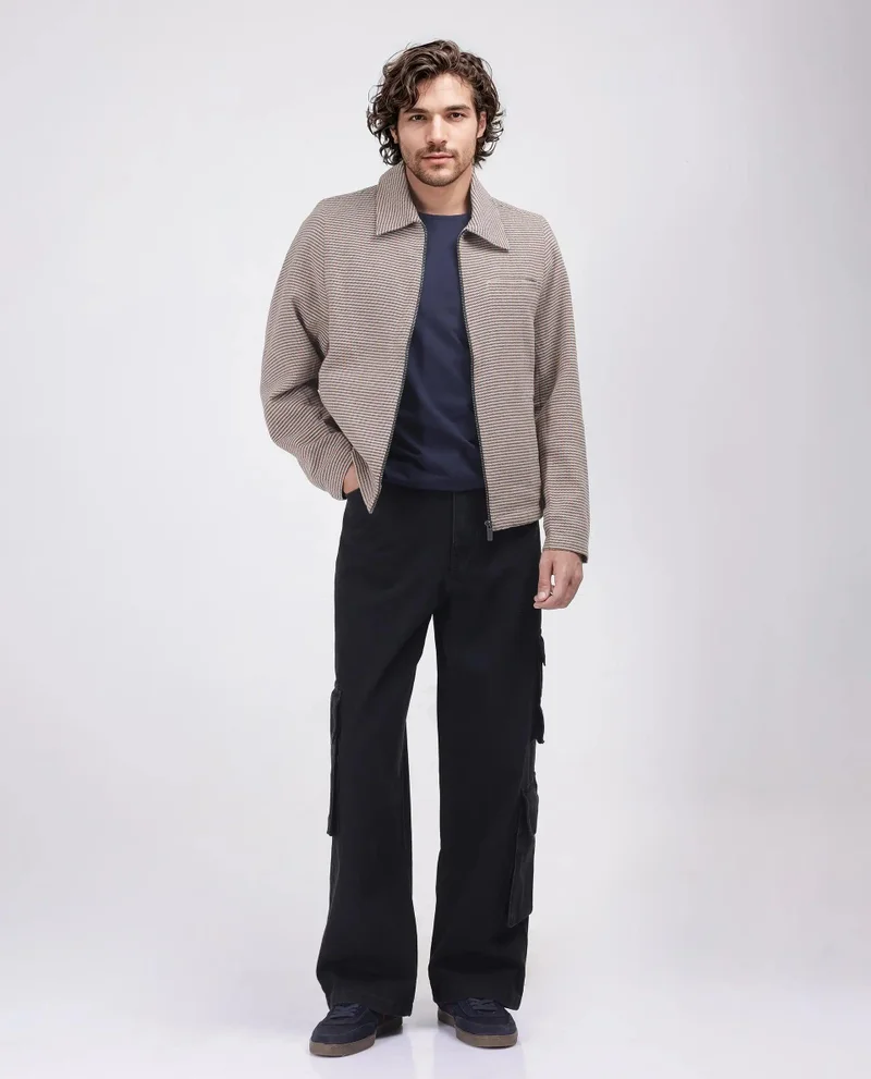 رير رابِت Men's Yarn Dyed Relaxed Fit Checked Jacket