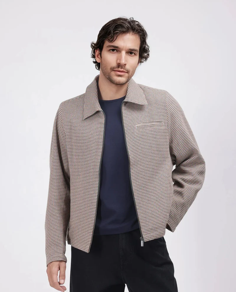 رير رابِت Men's Yarn Dyed Relaxed Fit Checked Jacket