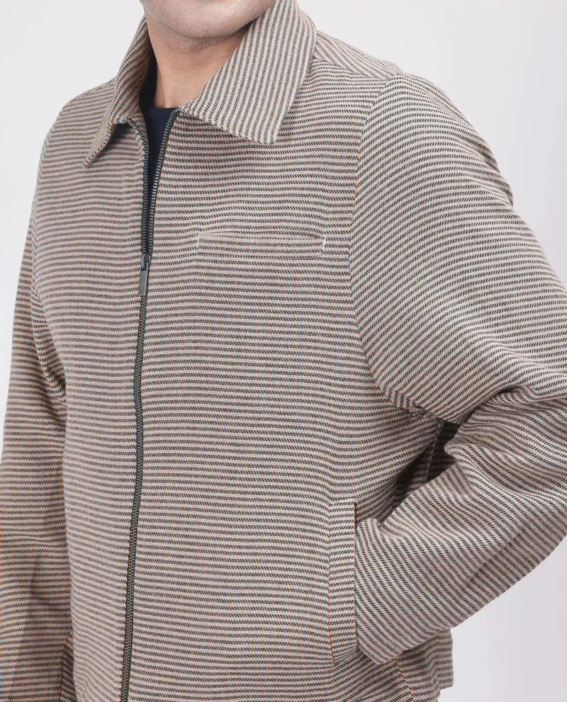Rare Rabbit Men's Yarn Dyed Relaxed Fit Checked Jacket