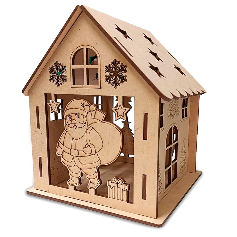 Webby Wooden Christmas House Paint Kit | DIY Christmas Hut Decoration | Arts and Crafts | Colour Painting | Santa Theme Craft Gift Set for Kids - Image 4