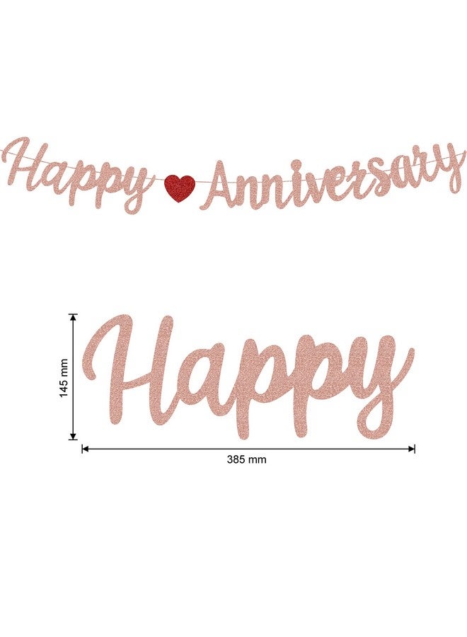 HongKai Rose Gold Heart Happy Anniversary Birthday Party Theme Banner Pull Flag Pull String Flag Decorative Supplies - Image 2