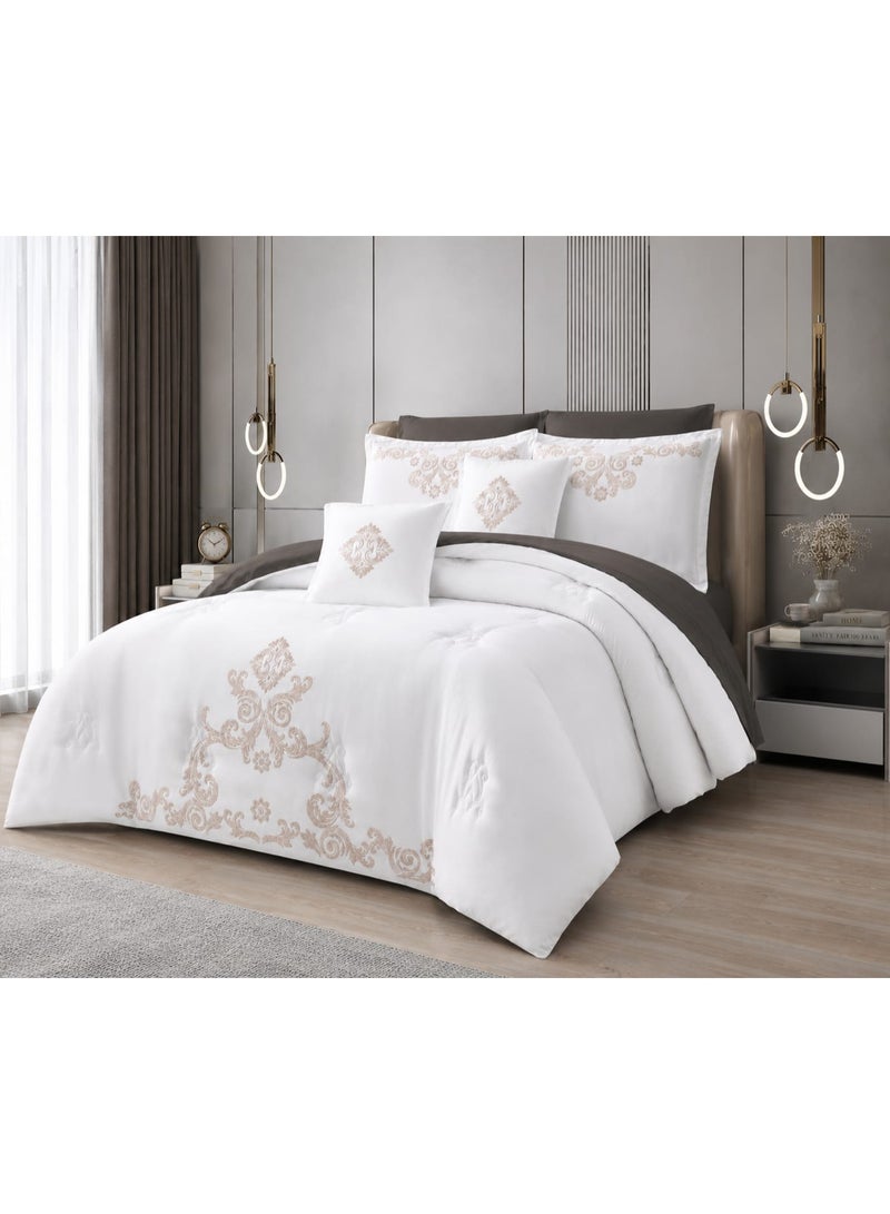 8-Piece Embroidered Summer Bedding Set (Double/Queen) – Luxurious Design and Superior Softness for an Elegant Bedroom - Image 3