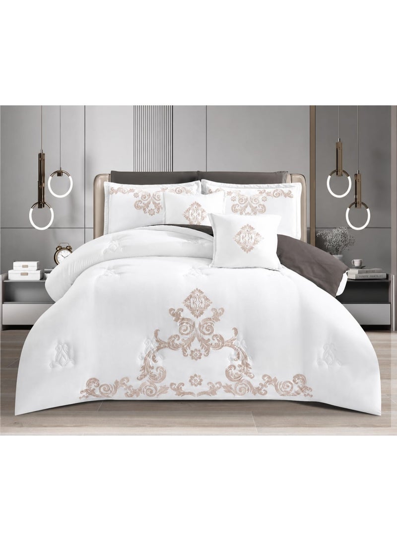 8-Piece Embroidered Summer Bedding Set (Double/Queen) – Luxurious Design and Superior Softness for an Elegant Bedroom - Image 1