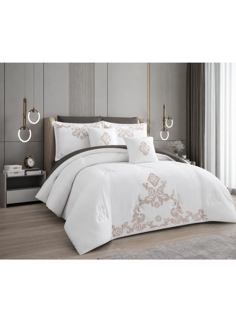 8-Piece Embroidered Summer Bedding Set (Double/Queen) – Luxurious Design and Superior Softness for an Elegant Bedroom - Image 2