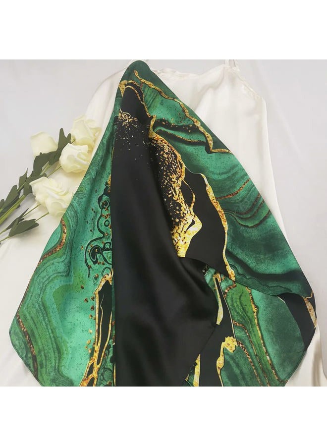 Julunar Silk Like Head Scarf for Women - Satin Large Hair Scarves - 35" Square Silk Hair Wrap for Sleeping with Gift Packed, A007-1 Coastline Green, L - Image 4