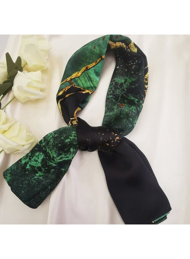 Julunar Silk Like Head Scarf for Women - Satin Large Hair Scarves - 35" Square Silk Hair Wrap for Sleeping with Gift Packed, A007-1 Coastline Green, L - Image 3