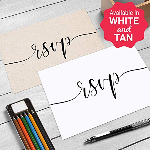 321Done RSVP Cards for Wedding, 3.5x5 Minimalist White Postcards, Blank Mailing Side, 50 Pack, Made in USA, Response Cards for Bridal Shower, Birthday, Anniversary, Thick Cardstock - Image 4
