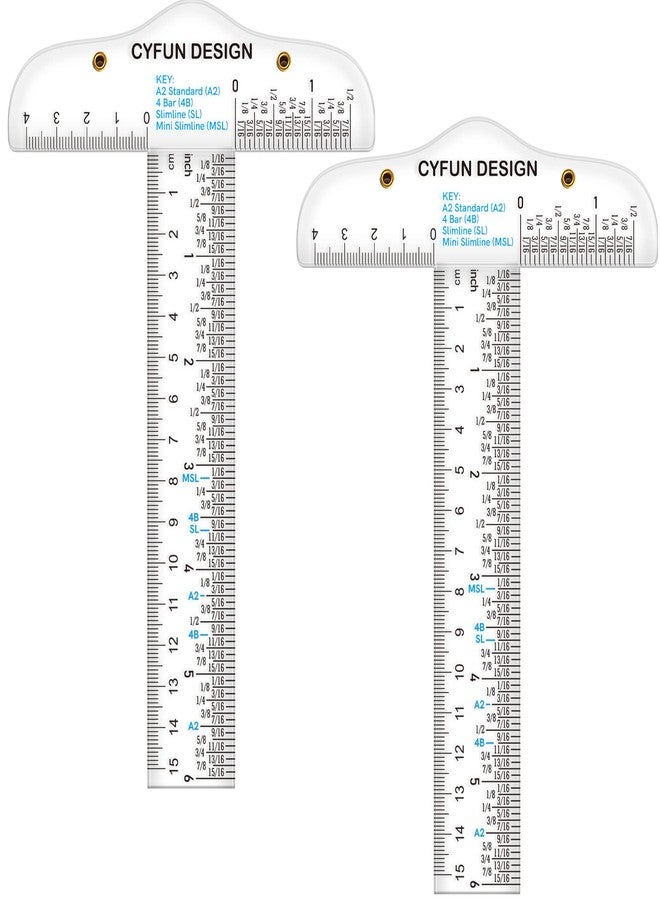 CYFUN DESIGN 2PCS 6 inch/15cm T-Shape Acrylic Transparent T-Ruler for Drafting and General Layout Work Scrapbooking Drafting Tools Scale Ruler for Crafting Zero-Centering Ruler with Inches & Metric Measuring Tool - Image 1