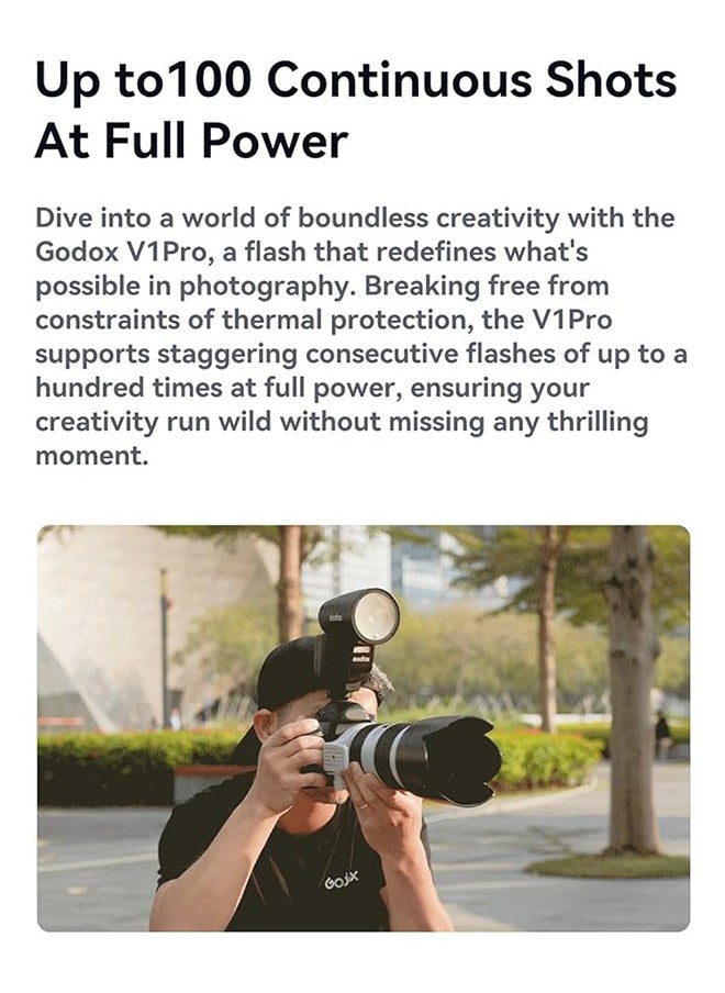 Godox - Godox V1 Pro S V1Pro-S Round Head Camera Flash TTL Speedlite Compatible for Sony,2.4G Wireless TTL Speedlight Strobe,76Ws HSS 1/8000s with 2980mAh Li-ion Battery - Image 1