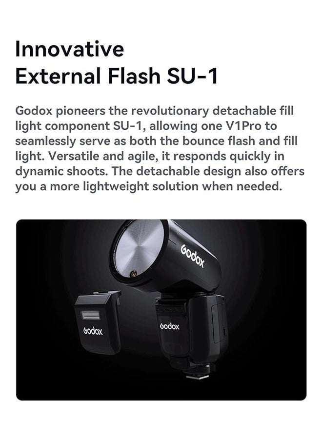 Godox - Godox V1 Pro S V1Pro-S Round Head Camera Flash TTL Speedlite Compatible for Sony,2.4G Wireless TTL Speedlight Strobe,76Ws HSS 1/8000s with 2980mAh Li-ion Battery - Image 1