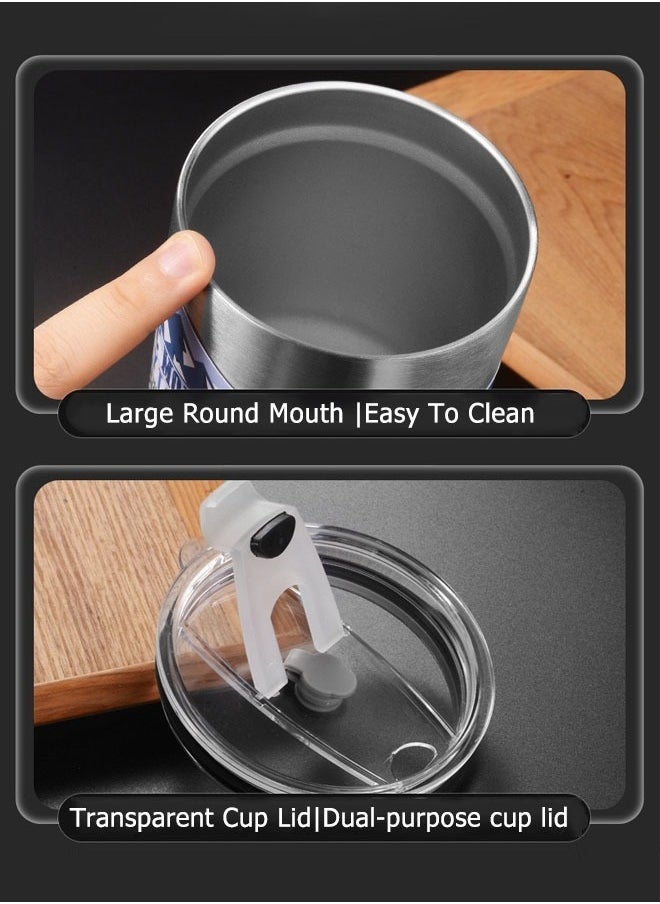 Generic - Coffee Cup  Stainless Steel Cup  Leakproof Insulated Thermal Coffee Cup With A Cleaning Brush And A Straw   Hiking Travelling Camping Best for Ice Drinks And Hot Beverages - Image 1