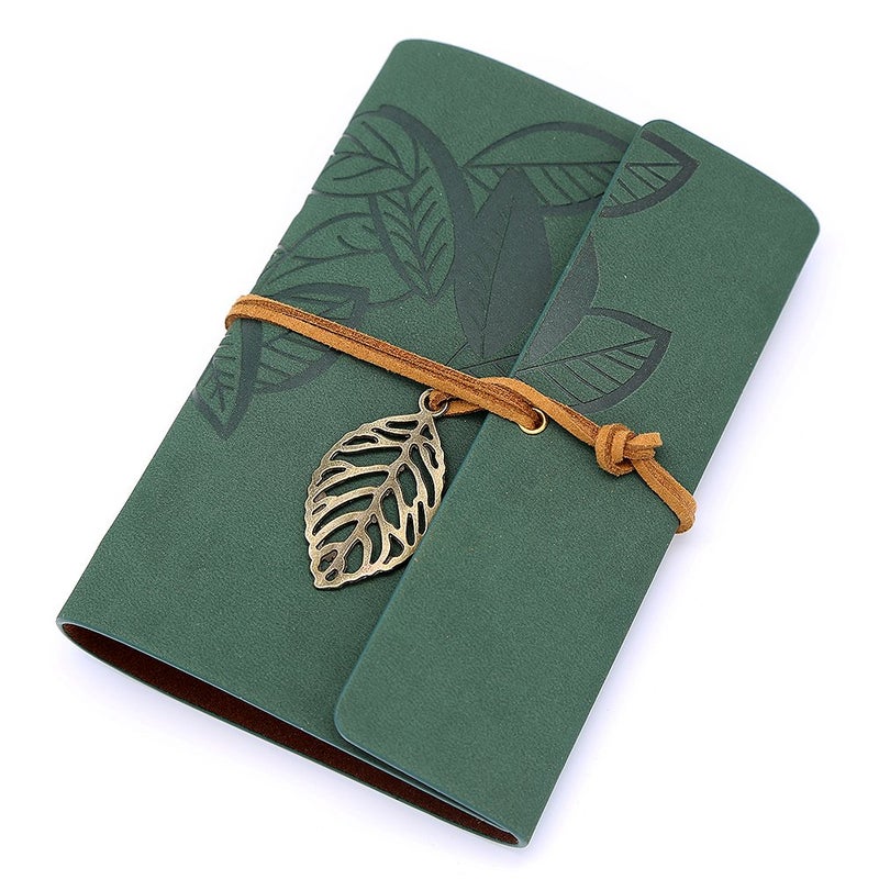 EvZ 7 Inches Vintage Dark Green PU Leather Cover Loose Leaf Blank Notebook Journal Diary Gift - Image 1