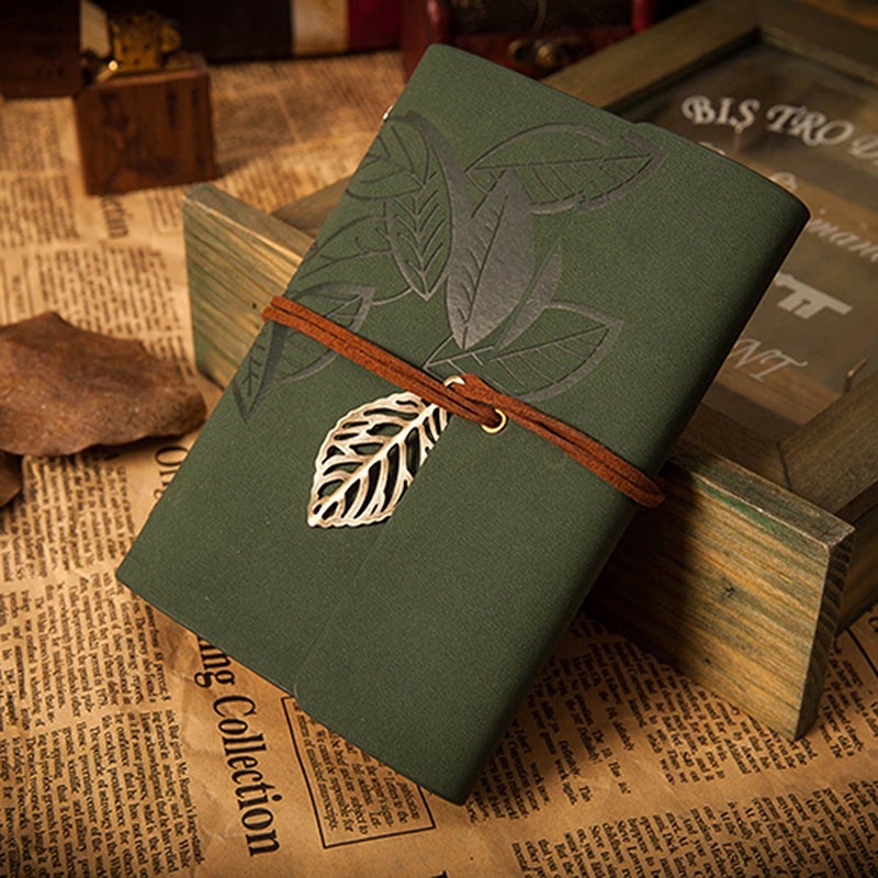 EvZ 7 Inches Vintage Dark Green PU Leather Cover Loose Leaf Blank Notebook Journal Diary Gift - Image 3