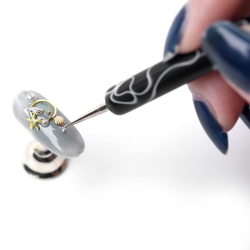 Rolabling 5Pcs Dotting Tools Nail Art Double-Ended Nail Dotting Tool Embossing Stylus Manicure Tools Nail Design, Painting, Sculpting & DIY Decorations Nail Art Tool (Black) - Image 5