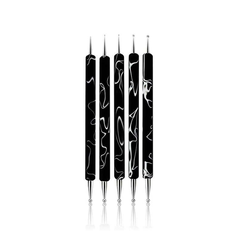 Rolabling 5Pcs Dotting Tools Nail Art Double-Ended Nail Dotting Tool Embossing Stylus Manicure Tools Nail Design, Painting, Sculpting & DIY Decorations Nail Art Tool (Black) - Image 1