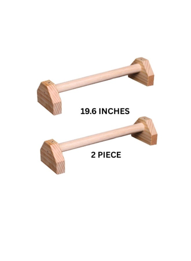 ريحني قضبان متوازية خشبية مقاس 19.6 بوصة - حوامل قضبان تمارين الضغط مانعة للانزلاق، مثالية لتمارين الجلوس على شكل حرف L، والقفزات الجانبية، وتمارين الضغط على اليدين، وتمارين اللياقة البدنية، طقم من قطعتين - Image 2