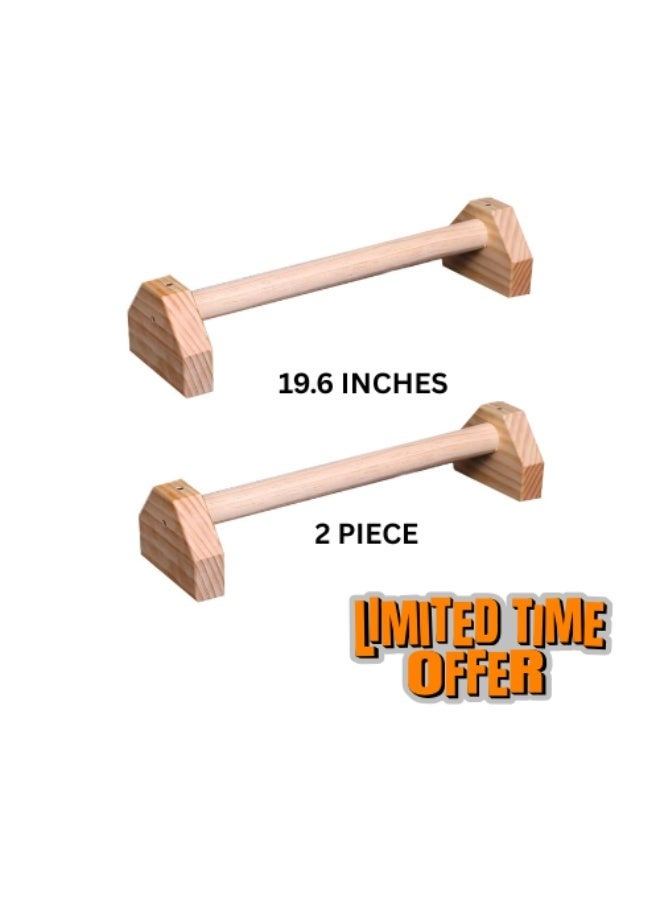 ريحني قضبان متوازية خشبية مقاس 19.6 بوصة - حوامل قضبان تمارين الضغط مانعة للانزلاق، مثالية لتمارين الجلوس على شكل حرف L، والقفزات الجانبية، وتمارين الضغط على اليدين، وتمارين اللياقة البدنية، طقم من قطعتين - Image 1