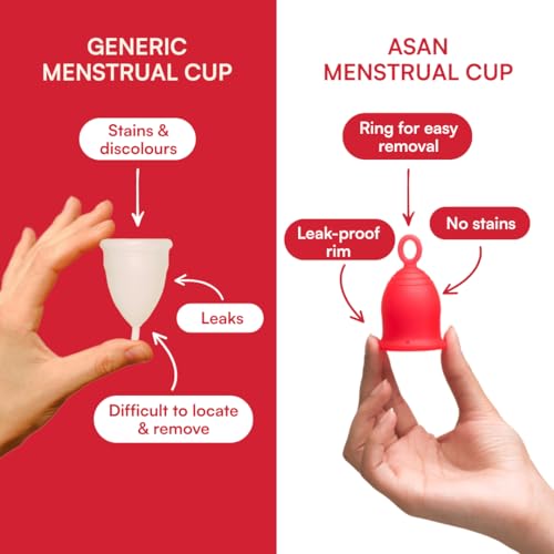 Asan menstrual cup light/medium flow - Easiest cup to insert & remove I Special ring design | Premium medical grade silicone I Designed in the USA… - Image 3
