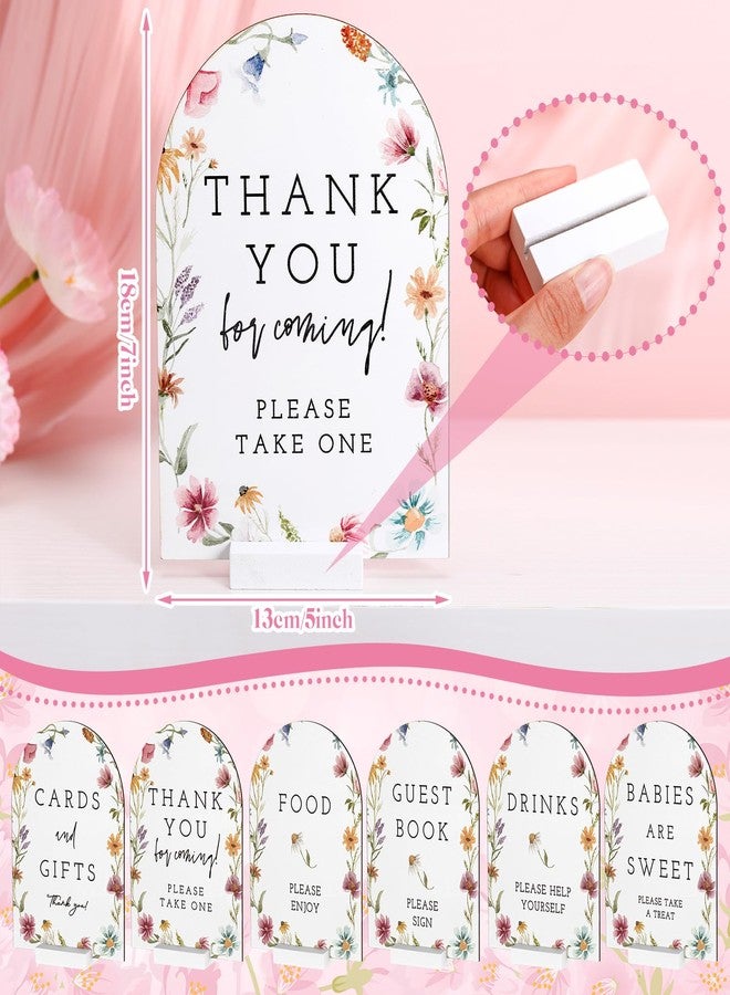 Vercraft 6 Pcs Baby in Bloom Arch Baby Shower Table Decorations Take One Sign Thank You Wooden Sign Centerpieces with Stand 5 x 7" Wedding Birthday Party Decorations for Guests Gifts - Image 2