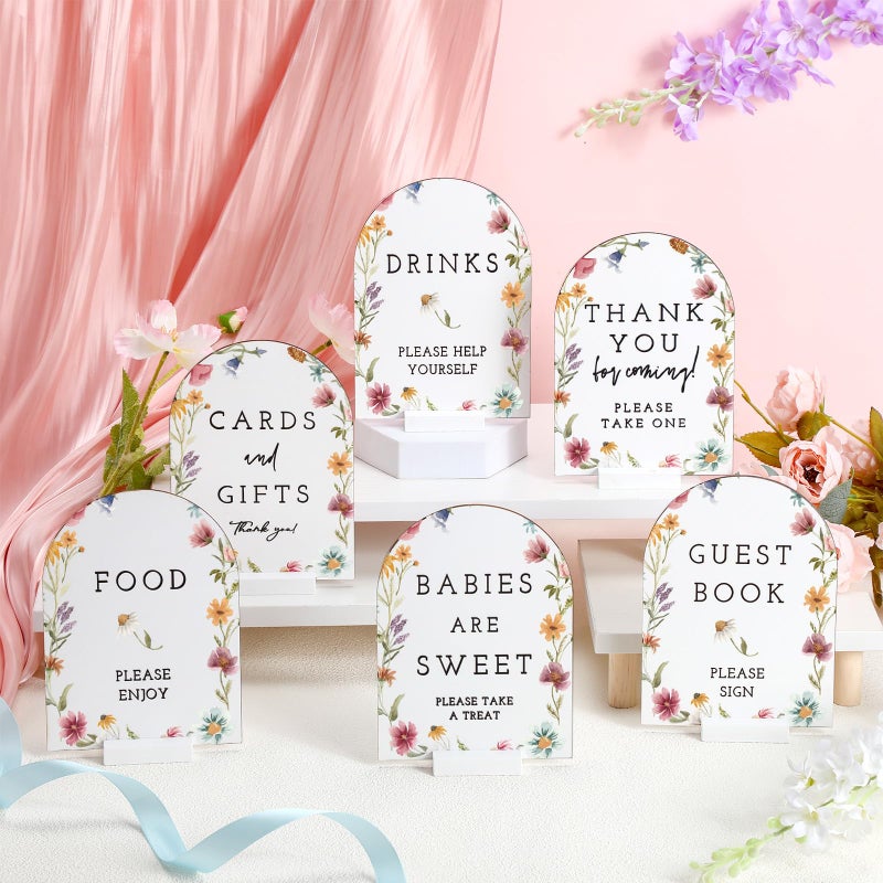Vercraft 6 Pcs Baby in Bloom Arch Baby Shower Table Decorations Take One Sign Thank You Wooden Sign Centerpieces with Stand 5 x 7" Wedding Birthday Party Decorations for Guests Gifts - Image 1