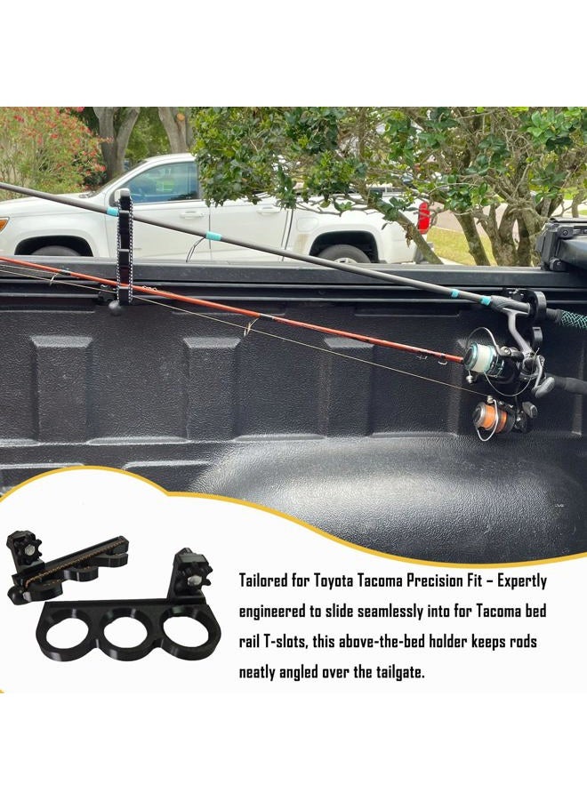 DMERHAC Fishing Rod Holder for Toyota Tacoma Bed Rail - Above-The-Bed Mount, 3 Rod Capacity with Secure Locking Design - Weatherproof & Tool-Free Installation - Image 2