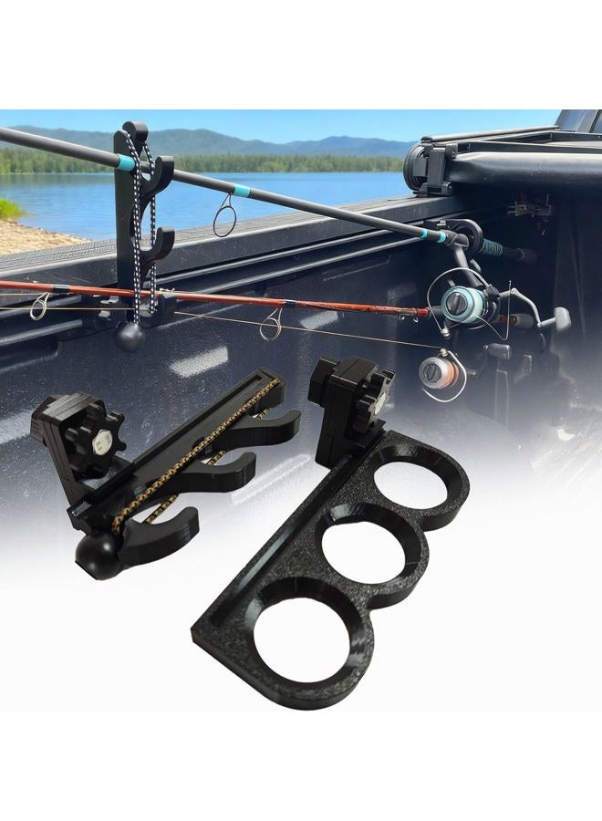 DMERHAC Fishing Rod Holder for Toyota Tacoma Bed Rail - Above-The-Bed Mount, 3 Rod Capacity with Secure Locking Design - Weatherproof & Tool-Free Installation - Image 1
