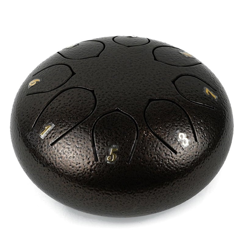 Regis 8 Notes 6 Inch Brown Alloy Steel Tongue Drum – Handpan Percussion Drum for Kids & Adults, Meditation, Yoga, Music Therapy – Includes Mallets, Finger Picks & Travel Bag – Brown - Image 3