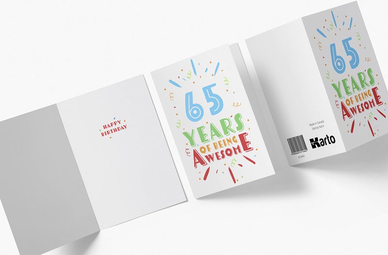 Karto 65th Birthday Card for Men Women - Large 5.5x8.5 inch 65 Years Old Birthday Cards for Him Her - Awesome - Image 3