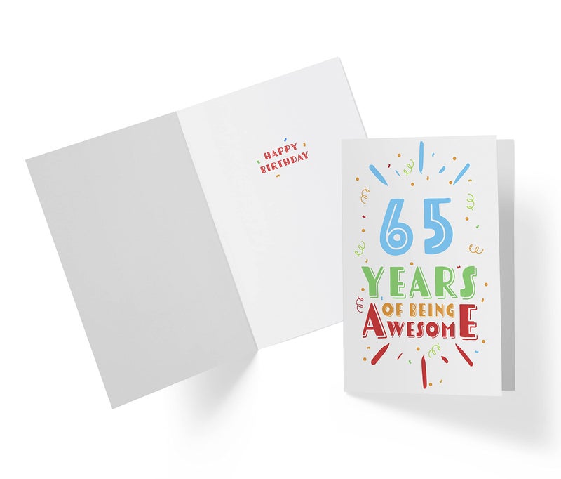 Karto 65th Birthday Card for Men Women - Large 5.5x8.5 inch 65 Years Old Birthday Cards for Him Her - Awesome - Image 2