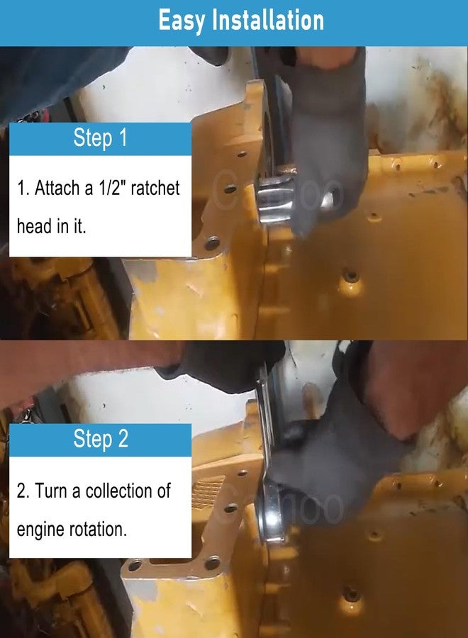 Camoo Engine Barring/Turning Socket Wrench For CAT Caterpillar, EUI/MUI & Mack Engines, Fits 3176/3196/3200/3208/3300/3400/3406/3500/3508/3512 Series, C9, C10, C12, C13, C15 and C16 & E-7, E-7 ETEC - Image 3