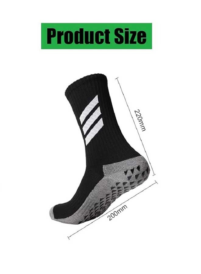 Ocean Football Socks for Men, Anti Slip Soccer Socks with Rubber Dots, Sport Soccer Socks Breathable and Anti Friction, Black - Image 2