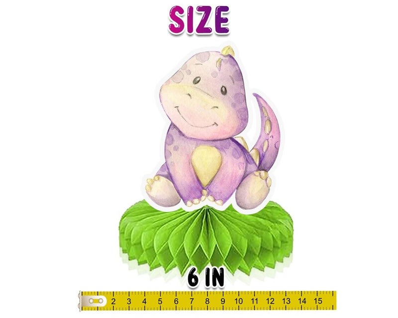 PC Set of 5 Dino Table Honeycombs - Vibrant Dinosaur Themed Decorations for Baby Shower or Birthday Party, Fun Tabletop Accents - Image 3