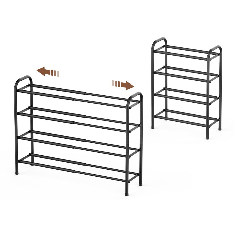 Gonfoam 4-Tier Expandable Shoe Rack,Adjustable Shoe Shelf Storage Organizer Heavy Duty Metal Free Standing Shoe Rack for Entryway Closet Doorway (Black) - Image 1