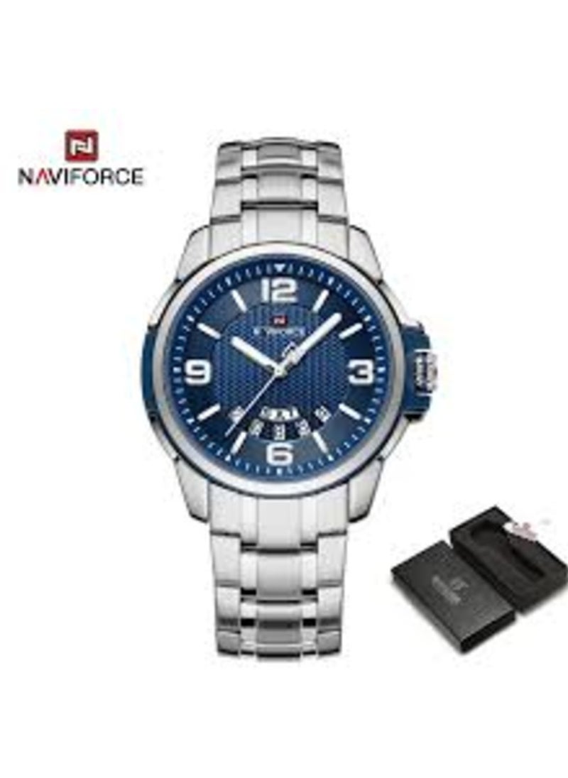 NAVIFORCE - Mens Stainless Steel Analog Quartz Watch with Blue Dial and Date Display - Image 1