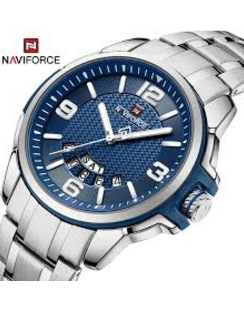 NAVIFORCE - Mens Stainless Steel Analog Quartz Watch with Blue Dial and Date Display - Image 1