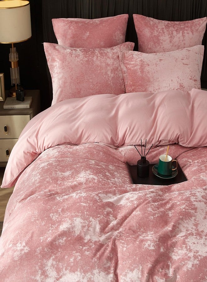 PHF Truly Velvet Duvet Cover Set California King Size, 3pcs Ultra Soft Breathable Comforter Cover Set, Luxury Cozy Duvet Cover with Pillow Shams Bedding Collection, 104" x 98", Petal Pink - Image 3