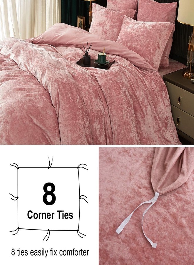 PHF Truly Velvet Duvet Cover Set California King Size, 3pcs Ultra Soft Breathable Comforter Cover Set, Luxury Cozy Duvet Cover with Pillow Shams Bedding Collection, 104" x 98", Petal Pink - Image 5