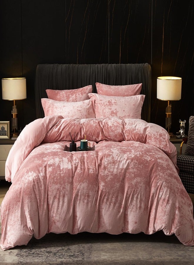 PHF Truly Velvet Duvet Cover Set California King Size, 3pcs Ultra Soft Breathable Comforter Cover Set, Luxury Cozy Duvet Cover with Pillow Shams Bedding Collection, 104" x 98", Petal Pink - Image 1