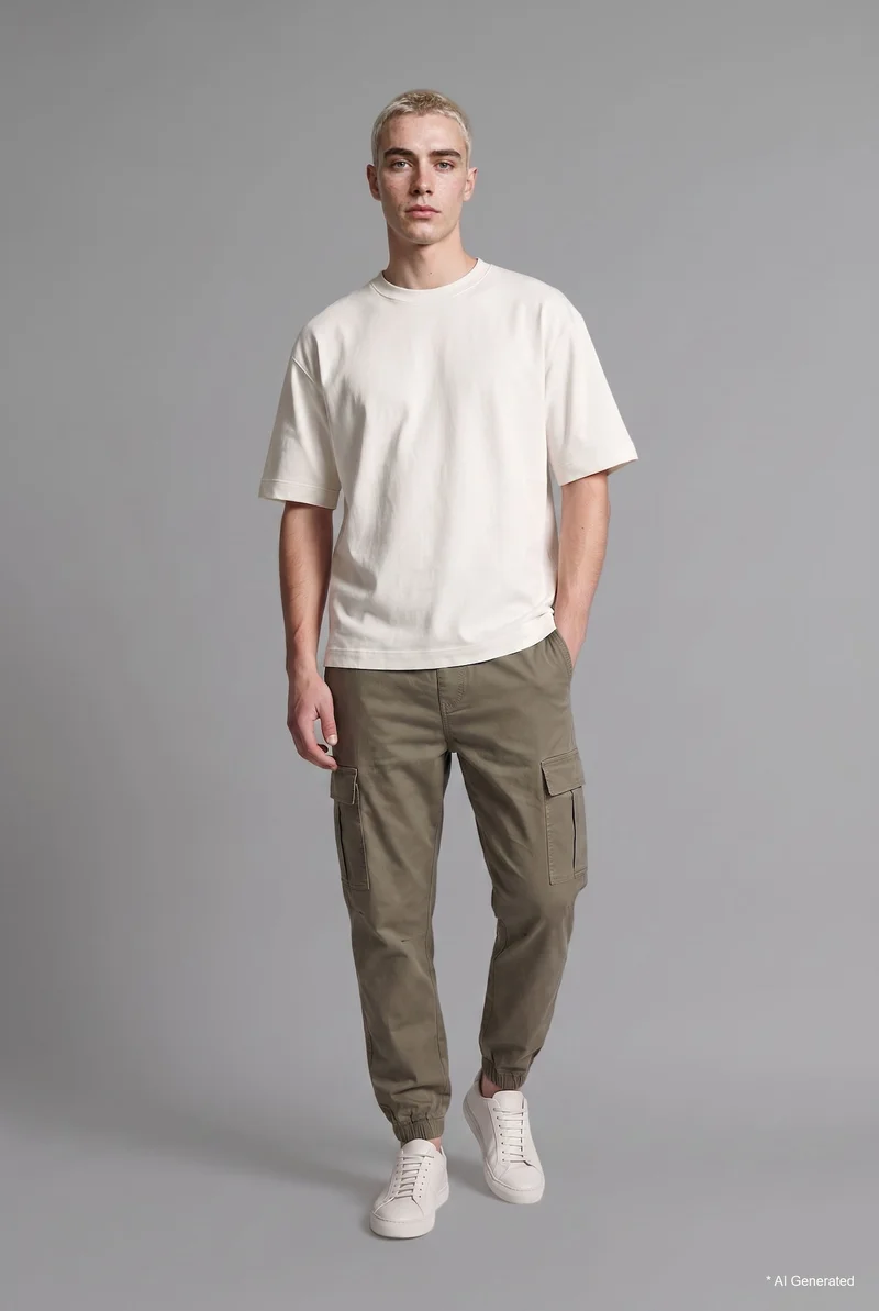 Regular Fit Drawstring Waist Cargo Jogger Pants