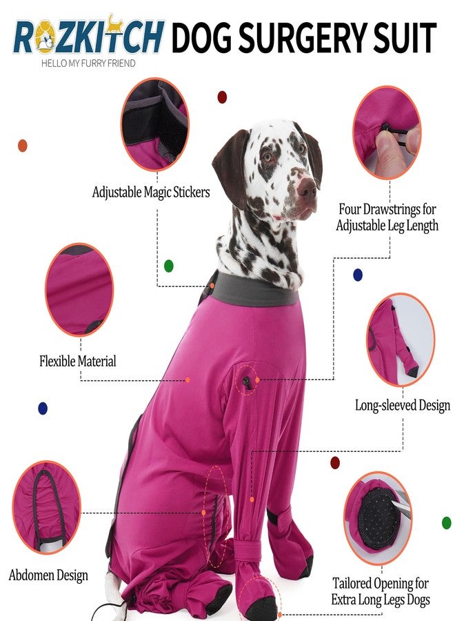 ROZKITCH Surgical Recovery Suit for Dogs, Soft & Breathable Dog, Prevent Licking & Shedding, Post-Surgery Bodysuit for Extra Large Dogs, Dog Cone e-Collar Alternative Rosered 5XL - Image 2