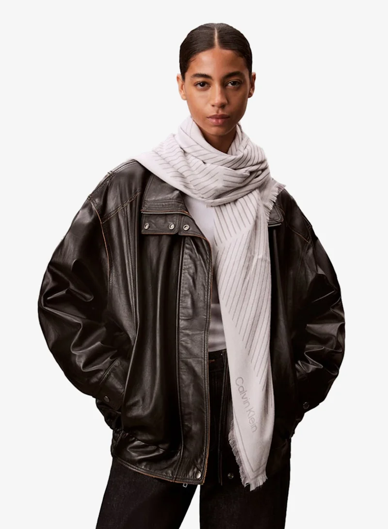CALVIN KLEIN Emblem Logo Graphic Scarf