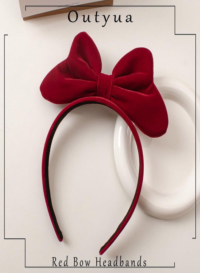Outyua Bow Headbands for Women Red Bow Headband Hair Accessories Fashion Party Cosplay - Image 4