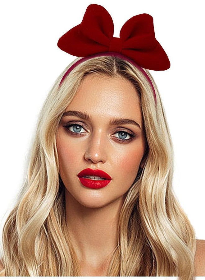 Outyua Bow Headbands for Women Red Bow Headband Hair Accessories Fashion Party Cosplay - Image 3