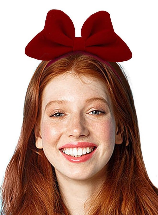 Outyua Bow Headbands for Women Red Bow Headband Hair Accessories Fashion Party Cosplay - Image 2