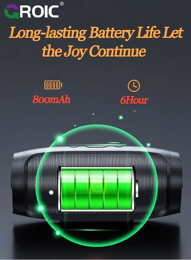 GROIC Portable Bluetooth Speaker, Wireless Speaker with 360 Degree Surround Sound, Enhanced Bass Loud Stereo Sound,IP65 Waterproof, TF Card, AUX, Long Battery Life, Dual Pairing, Durable for Travel, Outdoor  - Image 3