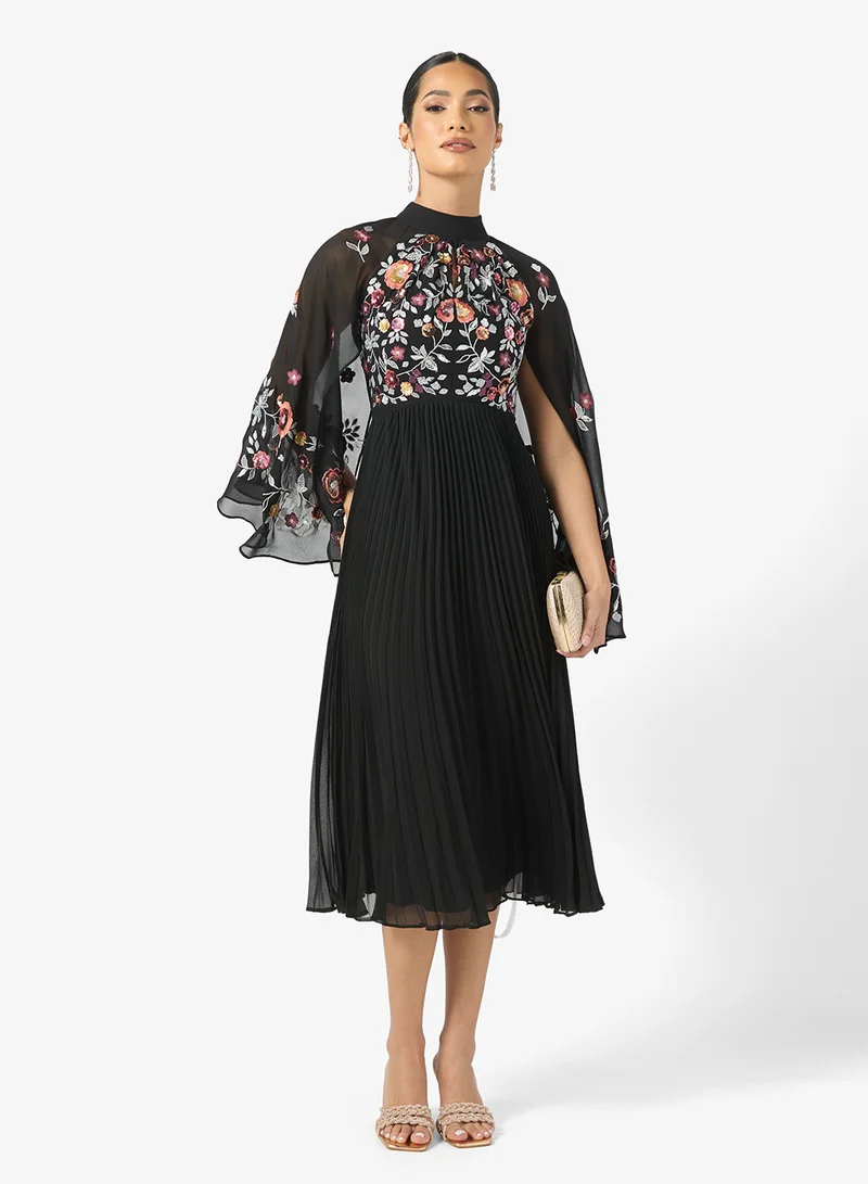 Frock and Frill Full Sleeve Mesh Detailed Embellished Dress