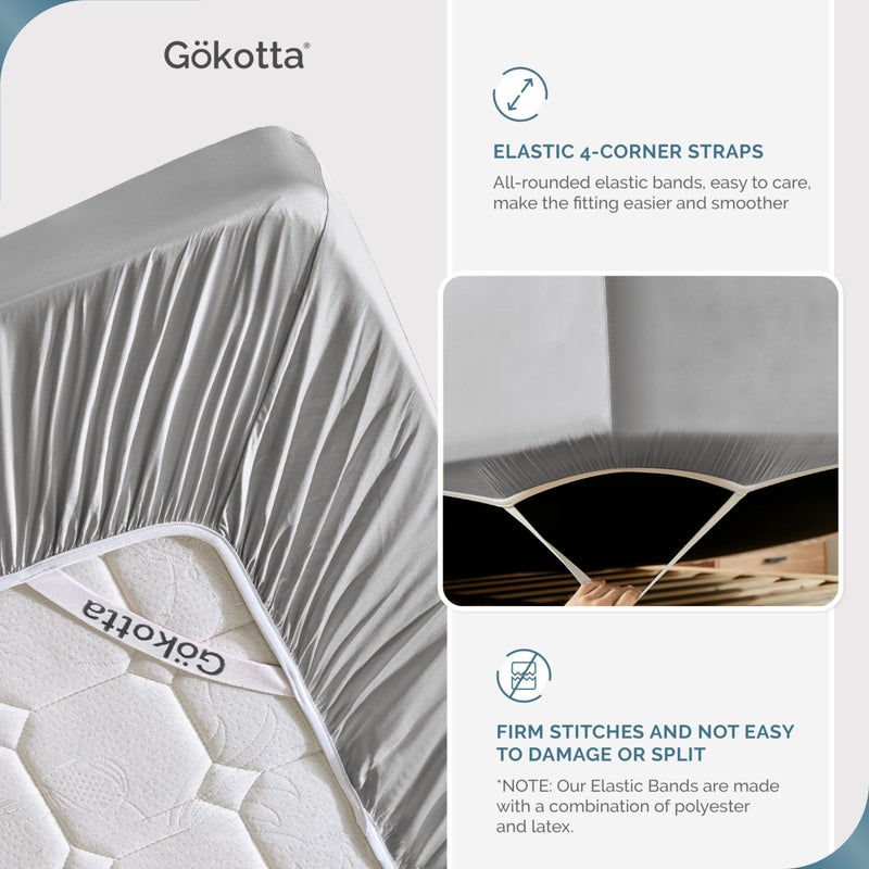 Gokotta Split Size Size Size Sheets 5 قطعة مجموعة Rayon 100 ٪ مشتقة من تبريد الخيزران للألواح الناعمة الساخنة القابلة للتكتل الجيب العميق 16 "" - Image 3