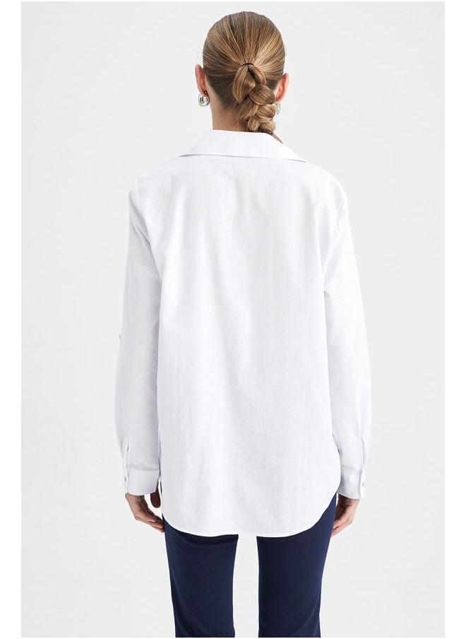 DeFacto - Woman Regular Fit Shirt Neck Woven Long Sleeve Shirt - Image 1