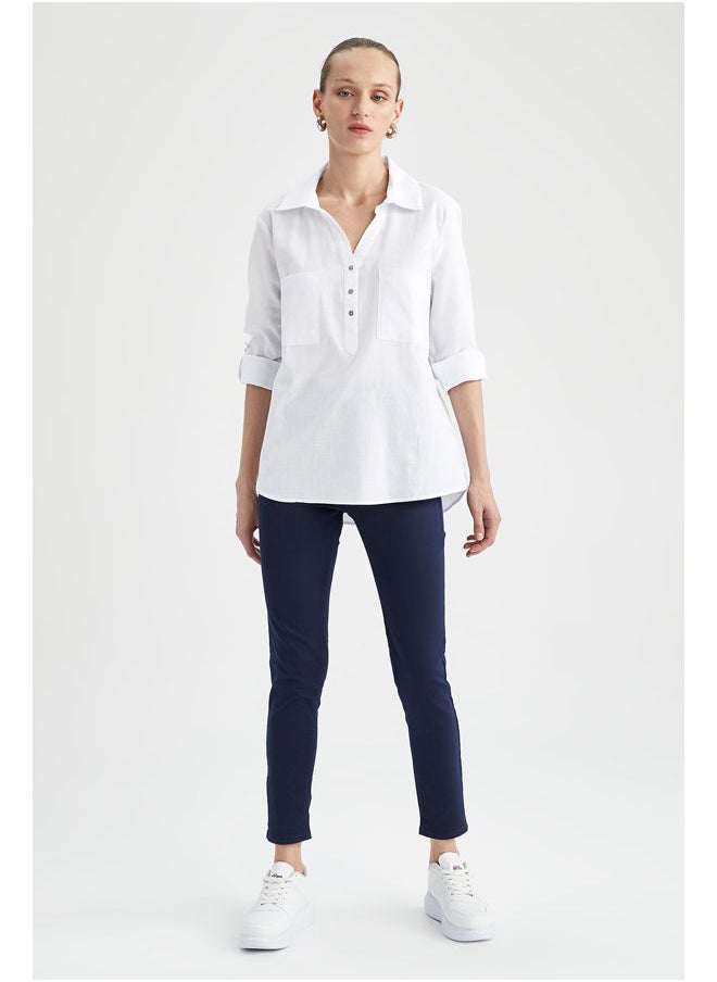 DeFacto - Woman Regular Fit Shirt Neck Woven Long Sleeve Shirt - Image 1