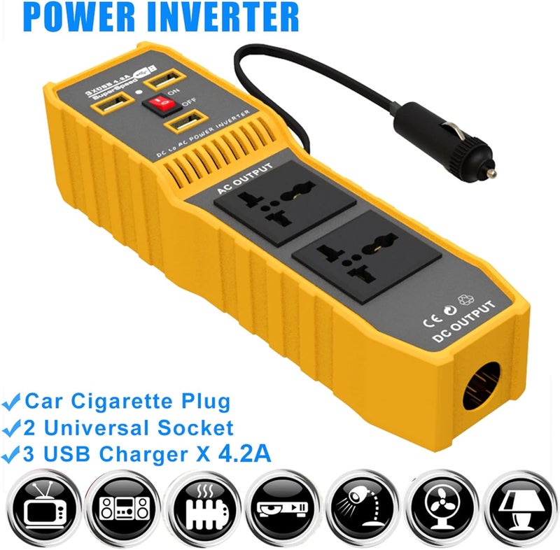 Eacam 400W Car Power Inverter, High Frequency Modified Sine Wave Inverter DC 12V to AC 230V Converter with 3 USB Port 2 AC Socket - Image 2
